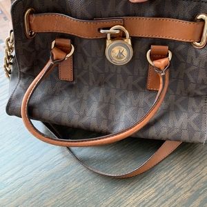 Hamilton Monogram Pvc/Leather Satchel Brown Mk Sig